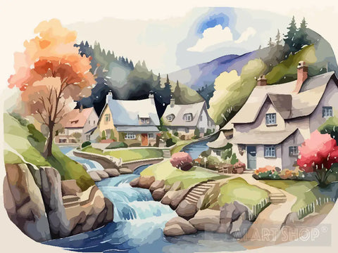 Village Art Landscape Ai