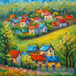 Village Landscape Spring Season Ai Painting