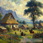 Village Life Impressionism Ai Art