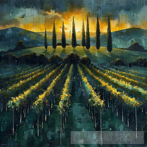 Vineyard Serenity - Abstract Minimalism Ai Art