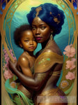 Vintage Mermaid Mother & Child Ai Artwork