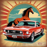 Vintage Style Mustang Poster Ai Artwork