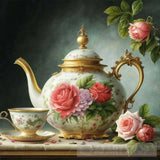Vintage Style Victorian Teapot Detailed Ai Artwork