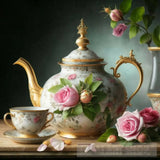 Vintage Style Victorian Teapot Detailed Ai Artwork