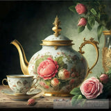 Vintage Style Victorian Teapot Detailed Ai Artwork