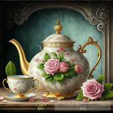 Vintage Style Victorian Teapot Detailed Ai Artwork