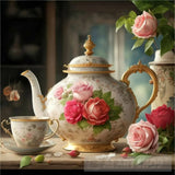 Vintage Style Victorian Teapot Detailed Ai Artwork