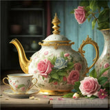 Vintage Style Victorian Teapot Detailed Ai Artwork