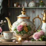 Vintage Style Victorian Teapot Detailed Ai Artwork