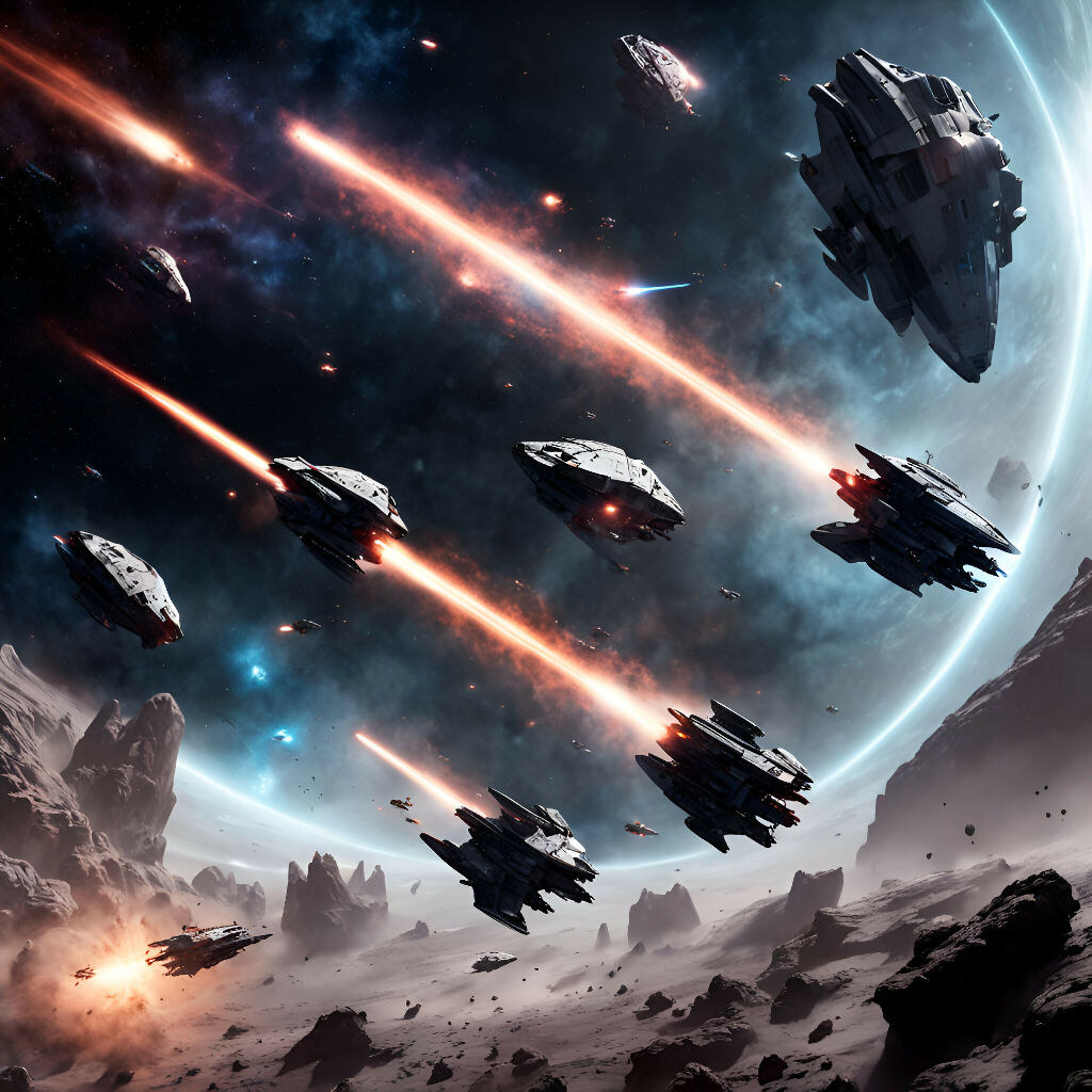 Space Battle Art | Galactic War Scene | Sci Fi Fleet Combat