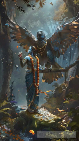 Vishnu And Garuda Ai Painting