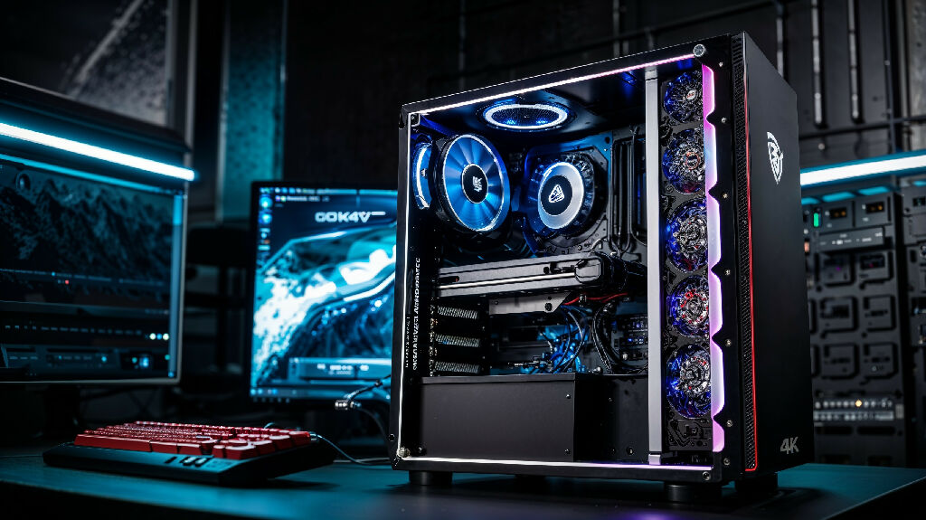 A custom PC gaming system with neon glow 2