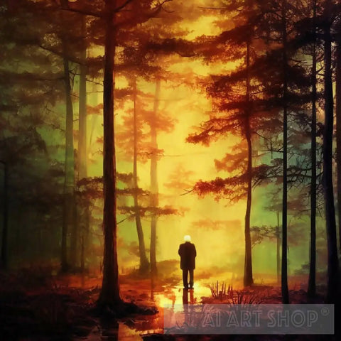 Walk Through The Memories In Forest Ai Painting