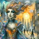 Walking In A City Ai Artwork