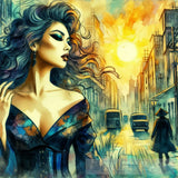 Walking In A City Ai Artwork