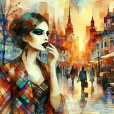 Walking In A City Ai Artwork