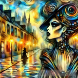 Walking In A City Ai Artwork