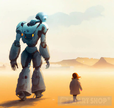 Walking Together - Big And Small Ai Artwork