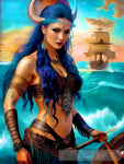 Warrior Mermaid & Pirate Ship Ai Artwork
