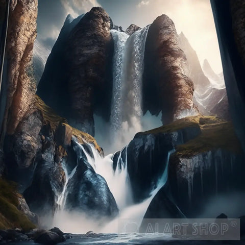 Water Falls Nature Ai Art