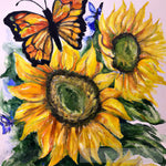 Watercolor Joy: Sunflowers And Butterflies Ai Artwork