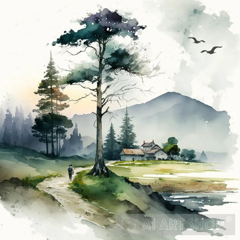 Watercolor Landscape Ai Artwork