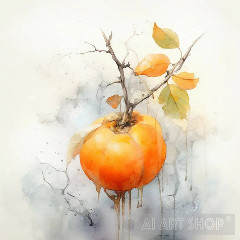 Watercolor Persimmon Nature Ai Art