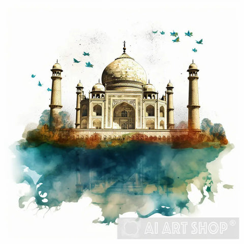 Watercolor Taj Mahal Ai Artwork