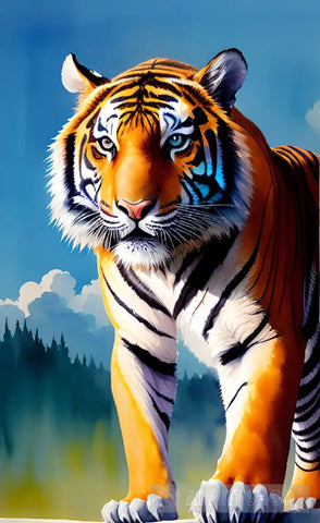 Watercolor Tiger Realistic Nature Ai Art