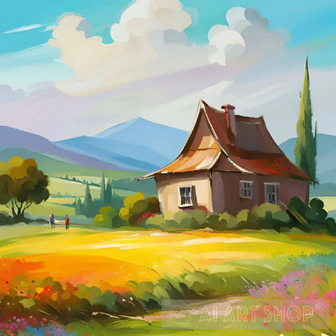 Watercolors Of Spring Landscape Ai Art