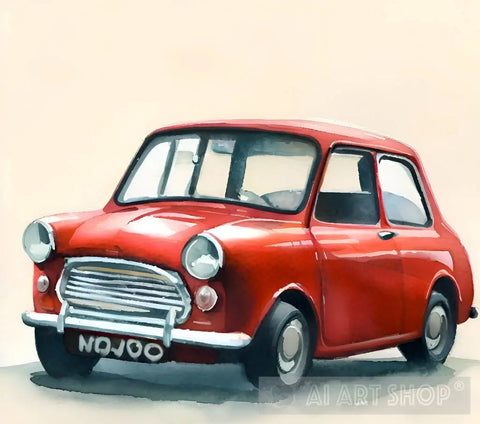 Watercolour Red Car Ai Artwork