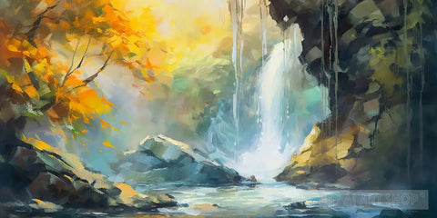 Waterfall Haven Landscape Ai Art