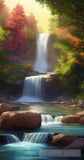 Waterfall In The Forest Ai Artwork