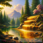 Waterfall In The Forest Ai Painting