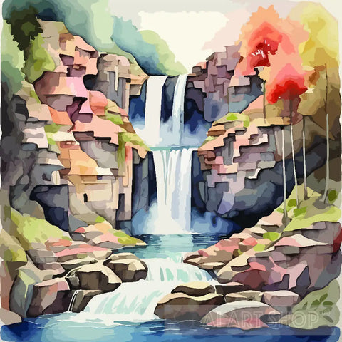 Waterfall Nature Ai Art