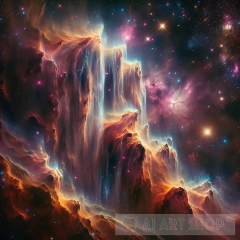 Waterfalls In A Nebula Surrealism Ai Art
