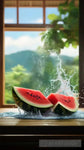 Watermelon Falling Nature Ai Art