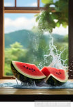 Watermelon Falling Nature Ai Art