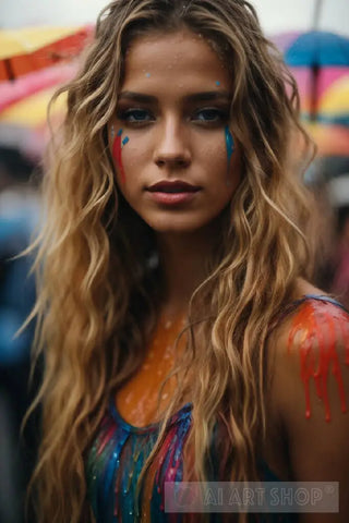 Wet Girl At Festival 6 Portrait Ai Art