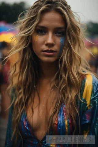 Wet Girl At Festival 7 Portrait Ai Art