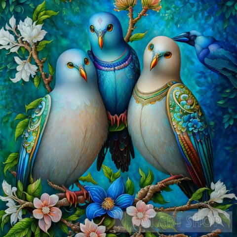 Whimsical Birds In Bloom Ai Painting