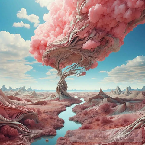 Whimsical Hues: A Rosy Reverie Surrealism Ai Art