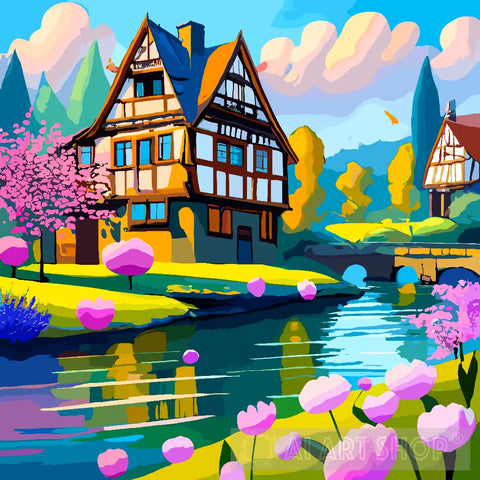 Whispers Of Riverside Harmony Art Print Ai Painting