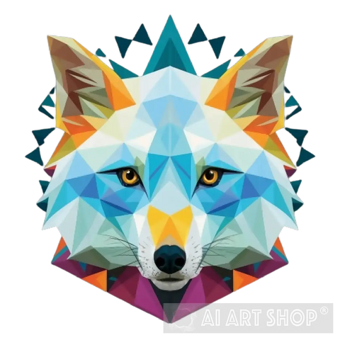 White And Blue Fox Face Animal Ai Art