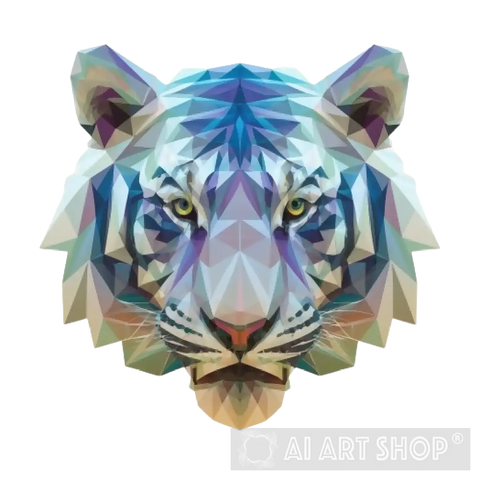 White And Blue Tiger Face Animal Ai Art