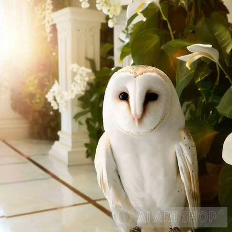 White Barn Owl Animal Ai Art