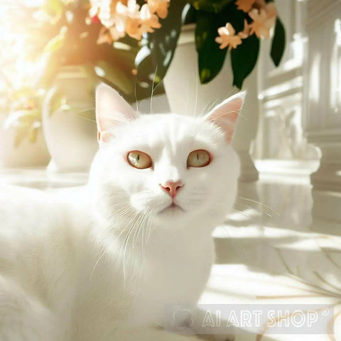 White Cat Animal Ai Art