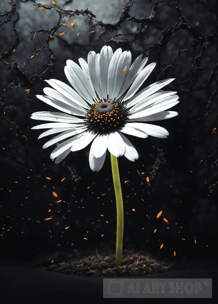Daisy Effects black background, mysterious gray, with effects, shadows, lighting,...