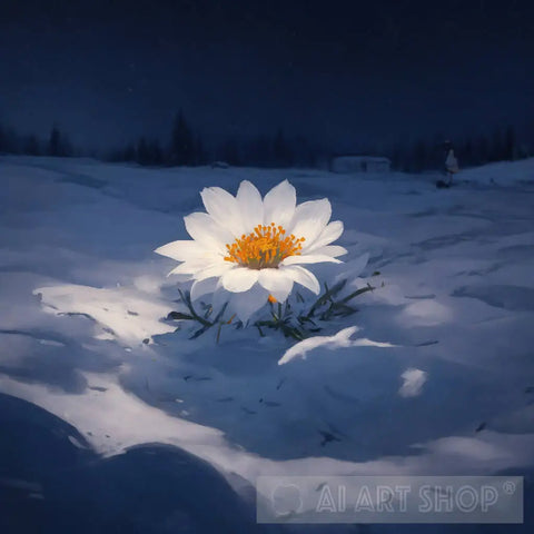 White Flower Wall Art. Nature Ai Art