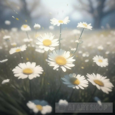 White Flowers Ai Artwork